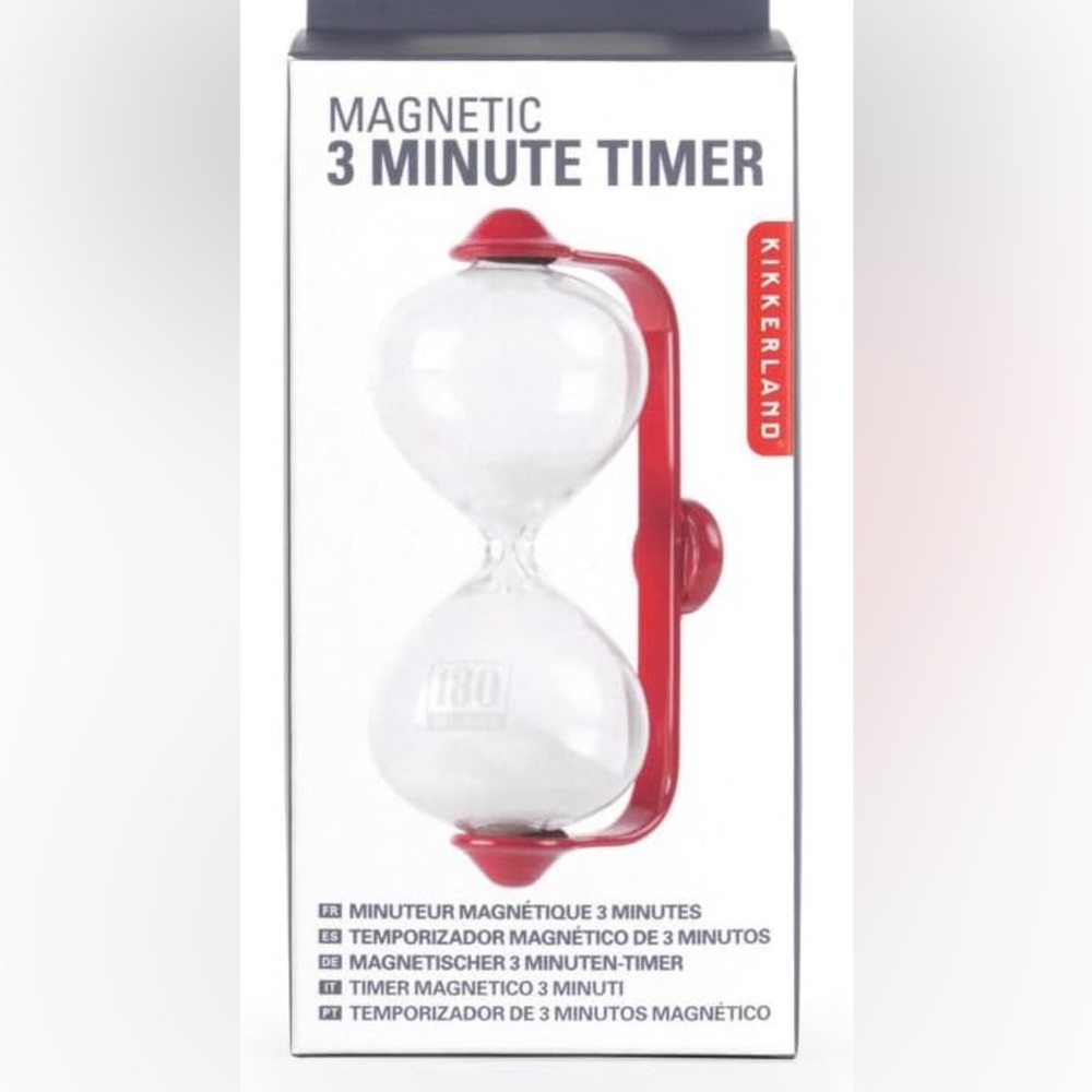 Kikkerland magnetic 3-minute timer in red-NIB/but wrong box/marked blue/NOT red